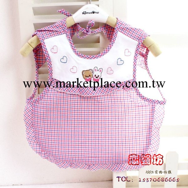 嬰兒用品 雙層花邊口水巾 卡通小熊圍嘴 圍兜 泡泡棉佈罩衣A012工廠,批發,進口,代購