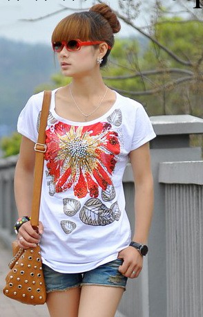 2013新款韓版女裝  白色t恤寬松t恤短袖女款夏裝   批發批發・進口・工廠・代買・代購
