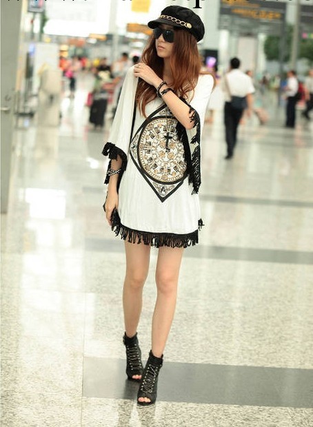 2013新款韓版夏季 寬松短袖長版女款飛飛蝙蝠衫t恤批發・進口・工廠・代買・代購