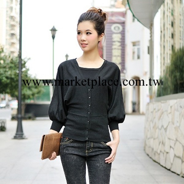 2013新款韓版女裝 絲光棉大碼蝙蝠型女式V領針織衫外套 8133批發・進口・工廠・代買・代購