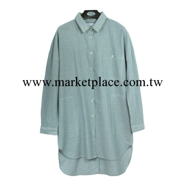 ZR 韓版 條紋 寬松型 長袖襯衫 流行 女式襯衣 （B-198）批發・進口・工廠・代買・代購