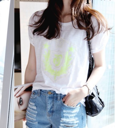2013韓國女式最新款女士高品質白色大碼上衣t恤短袖半袖體恤衫批發・進口・工廠・代買・代購