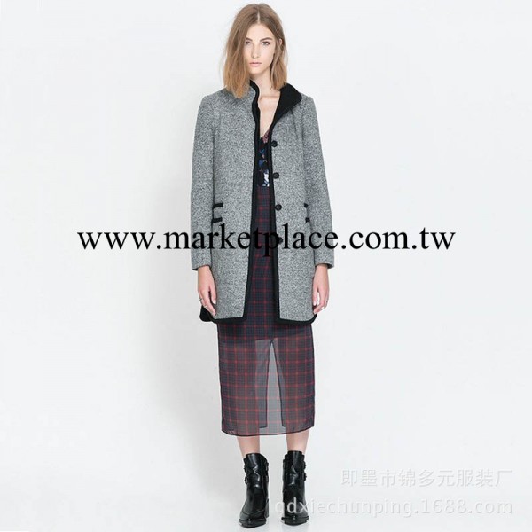 ZARA原單正品1255/209毛呢大衣女式黑邊毛外套 風衣女禦寒保暖工廠,批發,進口,代購