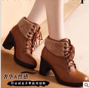 女士短靴冬季女鞋正品2013新款棉靴保暖馬丁靴真皮粗跟靴子工廠,批發,進口,代購