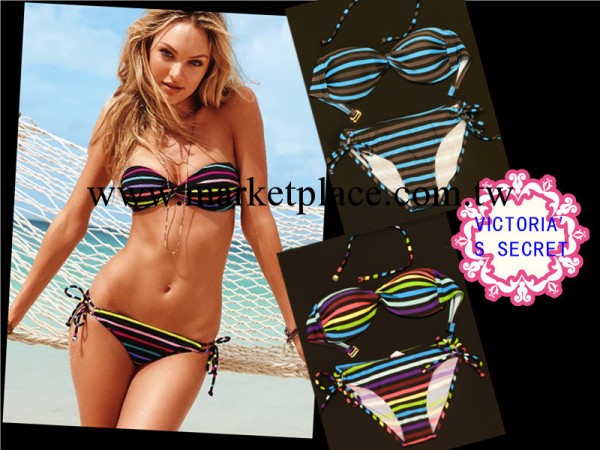 外貿比基尼女維多利亞的秘密條紋泳衣聚攏  時尚比基尼泳裝工廠,批發,進口,代購