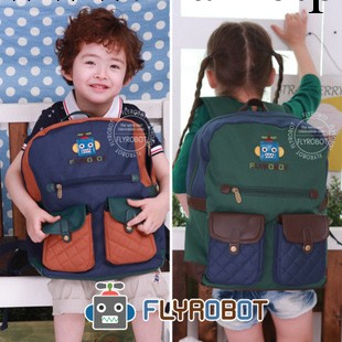 批發韓國正品兒童皮雙肩包機器人書包小學生幼兒園男女書包工廠,批發,進口,代購