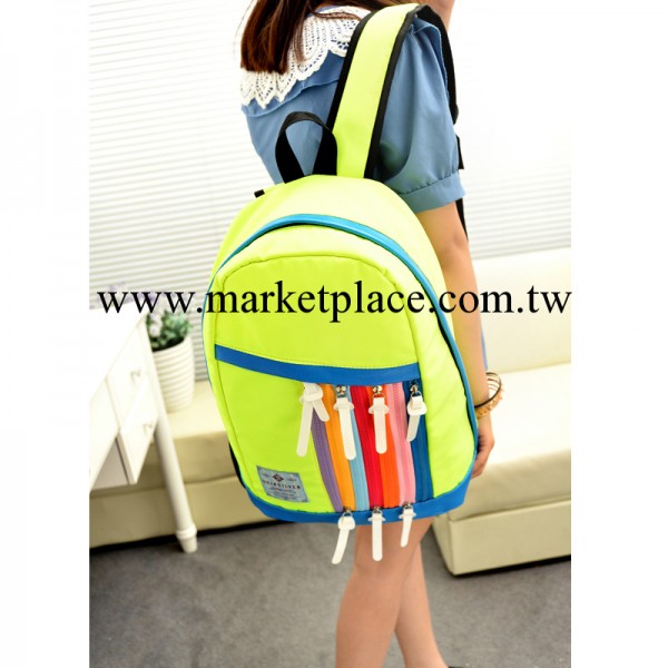 2013夏季新款帆佈雙肩包休閒背包韓版潮時尚女包撞色學生書包批發工廠,批發,進口,代購