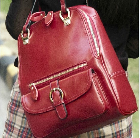 2013日韓版新款單肩斜跨雙肩包女牛皮潮書包復古學院風派休閒背包工廠,批發,進口,代購