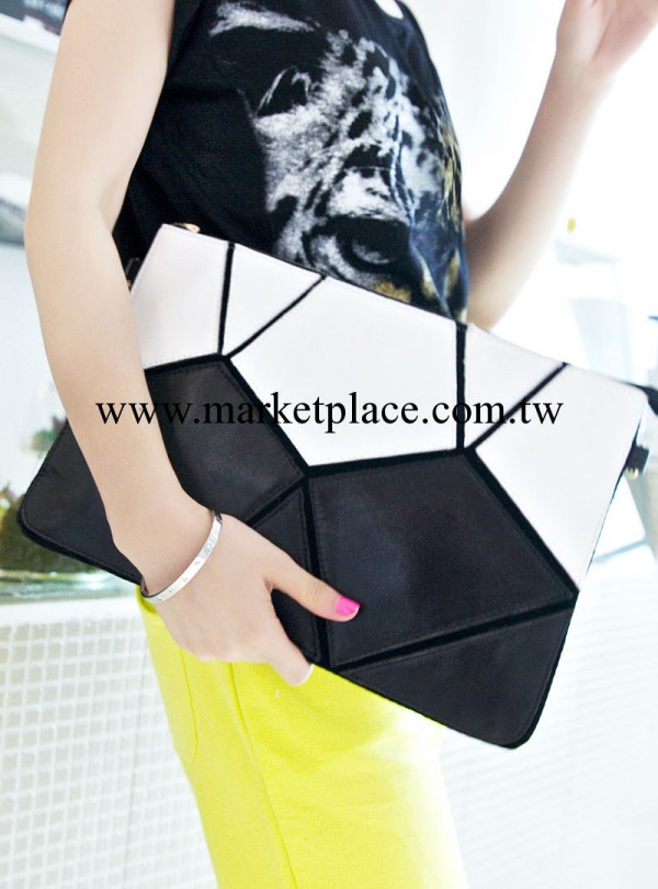 2013潮流撞色真皮手拿包手抓包 幾何拼接女包批發工廠,批發,進口,代購