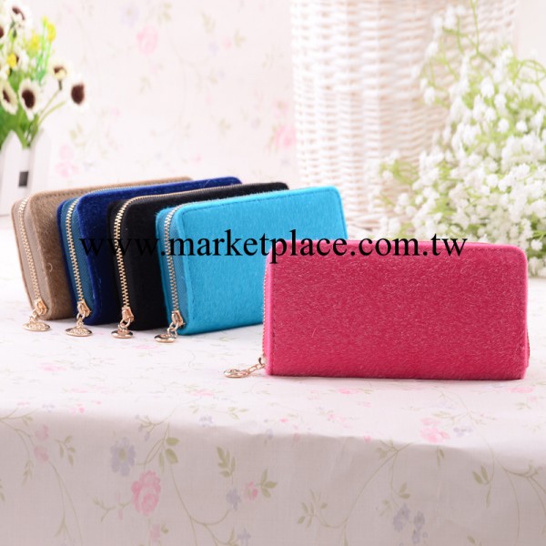 2013新款韓版女式單拉鏈錢包 時尚毛絨手拿包 熱銷爆款工廠,批發,進口,代購