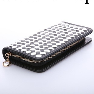 韓版錢包情侶大牌黑白編織拉鏈中長款男士女式錢包手拿包包13003工廠,批發,進口,代購