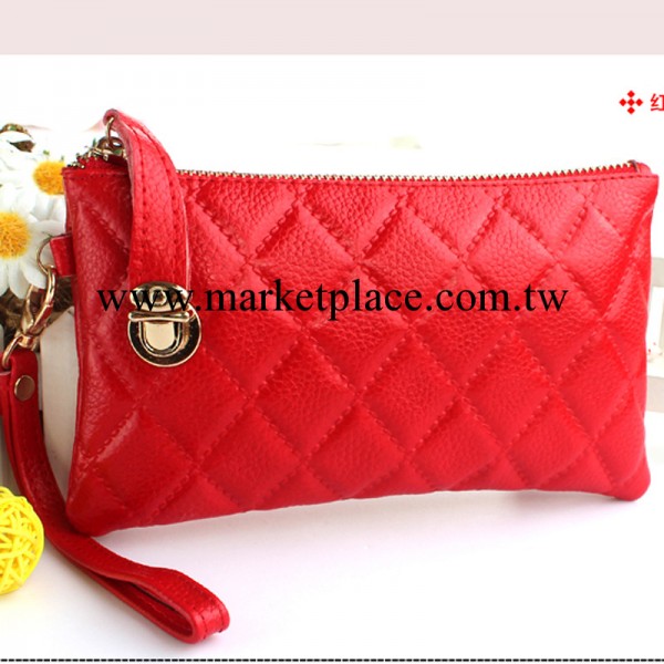 2013新款 爆款 歐美經典復古插鎖真皮錢包 壓花菱格女士手拿包工廠,批發,進口,代購