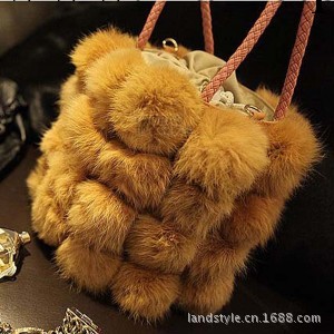 1270   歐美超萌時尚真兔毛圓桶包手提單肩包女包  包包批發工廠,批發,進口,代購
