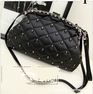 2013新款zara菱格小骷髏頭鉚釘菱格水鉆包手拿包斜挎包女包工廠,批發,進口,代購