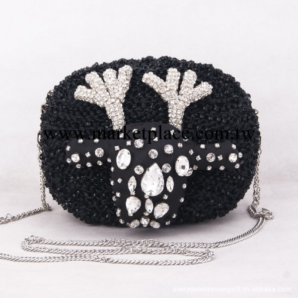 歌詩嫚2013新款潮女鹿頭水鉆編織包 韓版單肩宴會手拿女包工廠,批發,進口,代購