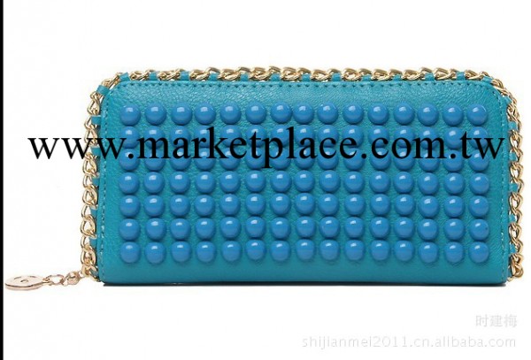 鐵鏈油皮韓國手拿包手包重手工穿珠鏈條女生女款錢包工廠,批發,進口,代購
