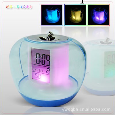 新奇特電子禮品 D4083B 自然聲七彩燈萬年歷|藍蘋果時計工廠,批發,進口,代購