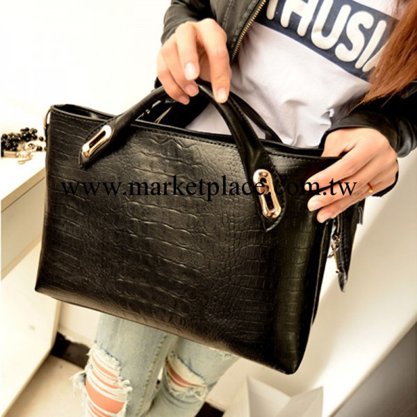 2013新款潮歐美時尚簡約復古鱷魚紋手提包女包休閒單肩斜挎包包袋工廠,批發,進口,代購