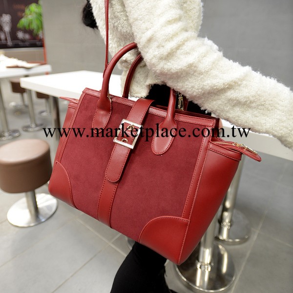 歐美潮流包磨砂皮拼接潮款女包OL風單肩斜跨包女包免費加盟工廠,批發,進口,代購