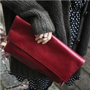 韓版明星范兒黑色酒紅色手包女包 酒紅色單肩斜跨手拿包工廠,批發,進口,代購