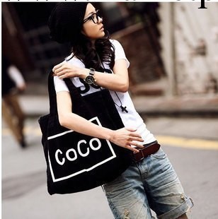 韓國COCO百搭休閒帆佈包 時尚單肩手提包 外貿女帆佈包 廠傢批發工廠,批發,進口,代購