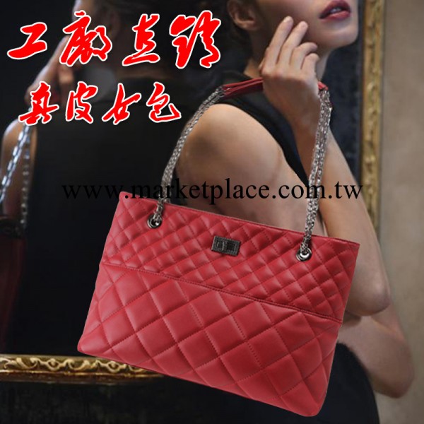 時尚菱格真皮女包秋冬新款格紋牛皮包小香風斜挎鏈條包包批發代理工廠,批發,進口,代購