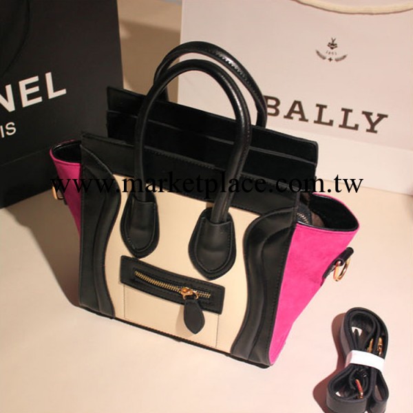 2013新款歐美女包手提斜跨真牛皮撞色磨砂中號笑臉包囧包蝙蝠女包工廠,批發,進口,代購