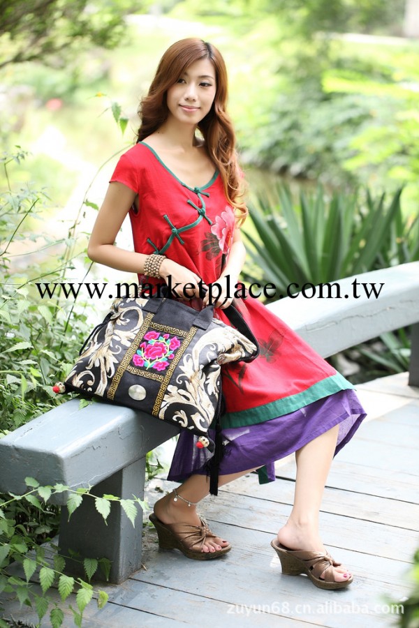 【族韻女包】民族風包包民族風情苗繡包帆佈包手提包【夏花】工廠,批發,進口,代購