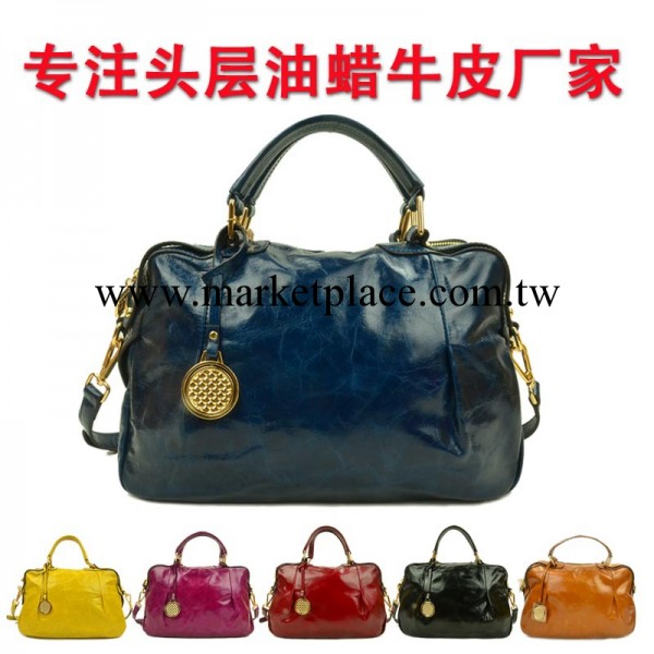 2013新款歐美時尚高端頭層油臘牛皮單肩斜挎手提真皮女包廣州批發工廠,批發,進口,代購