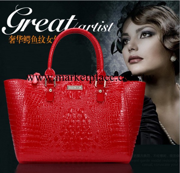 加工廠女包批發 鱷魚紋真皮手提定型包包 單肩斜跨 潮包 一件代發工廠,批發,進口,代購