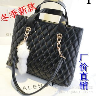2013新款歐美時尚黑色菱格紋鏈條大容量女包單肩斜挎跨手提潮包包工廠,批發,進口,代購