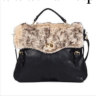 2013新款英倫復古公文包韓版仿兔毛包單肩手提包斜挎包搭扣潮女包工廠,批發,進口,代購