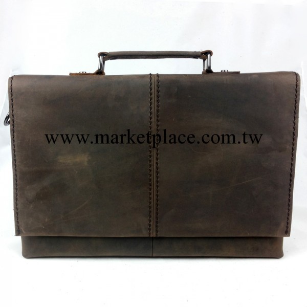 100%頭層牛皮 復古時尚公文包 歐美風商務手提包 瘋馬皮單肩斜挎工廠,批發,進口,代購