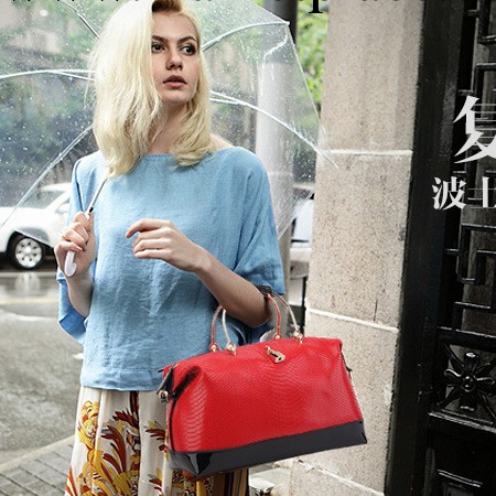 秋冬新品時尚女包批發 韓國品牌真皮包包休閒撞色手提單肩女包工廠,批發,進口,代購