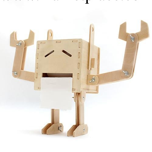 DIY木質囧字紙巾盒創意機器人3D拼圖淘寶熱賣貨源[ GK1210001]工廠,批發,進口,代購