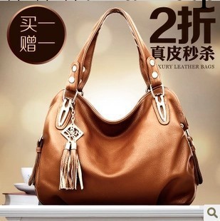 真牛皮流蘇女包2013新款彤恩休閒歐美潮女士包包單肩包手提斜跨包工廠,批發,進口,代購