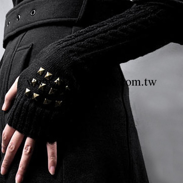 2012韓版爆款 冬季時尚男女通用鉚釘半指手套毛線手套批發批發・進口・工廠・代買・代購