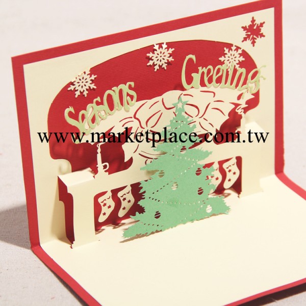 禮道創意 3D立體歡樂聖誕樹禮物手工DIY 定制精美紅色聖誕賀卡工廠,批發,進口,代購