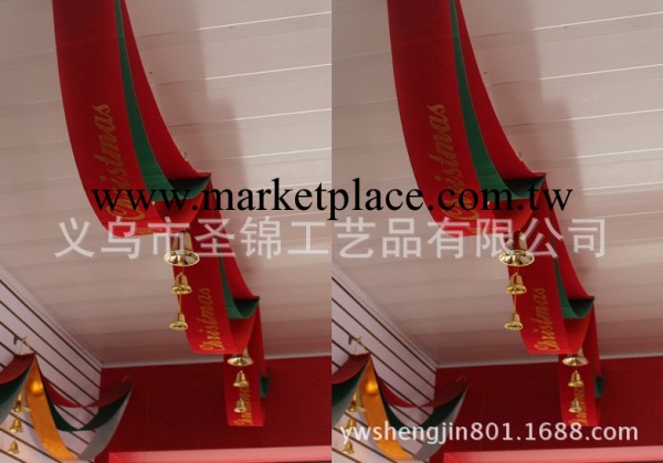 3米金佈聖誕波浪旗送3鈴鐺 聖誕禮品波浪旗批發 場景裝飾吊旗批發工廠,批發,進口,代購