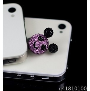IPHONE 4 4S IPAD HTC 3.5耳機米奇帶鉆 手機防塵塞工廠,批發,進口,代購