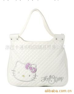 Hello kitty白色格子手提包手拎包單肩包工廠,批發,進口,代購