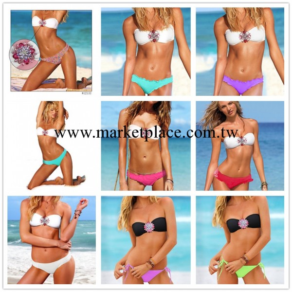 2013新款爆款維多利亞的秘密比基尼女泳衣性感抹胸水晶鉆bikini工廠,批發,進口,代購