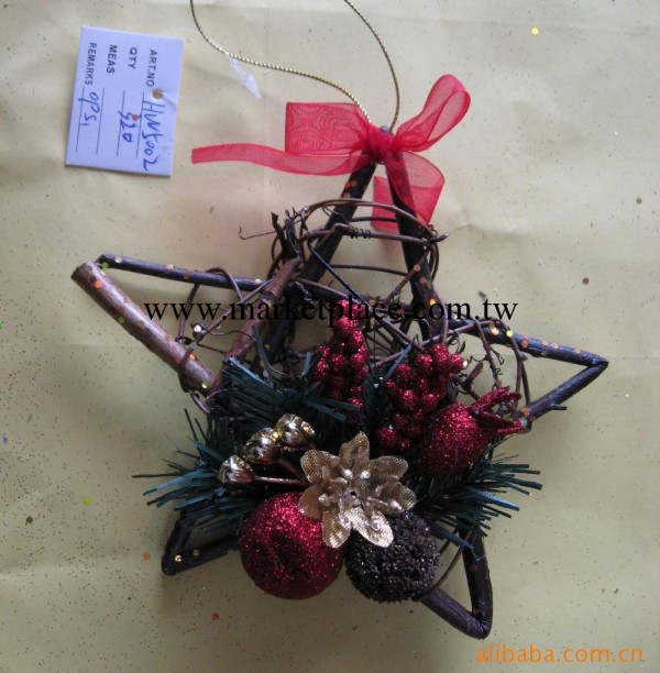 供應聖誕掛件 聖誕禮品 五星形藤圈工廠,批發,進口,代購