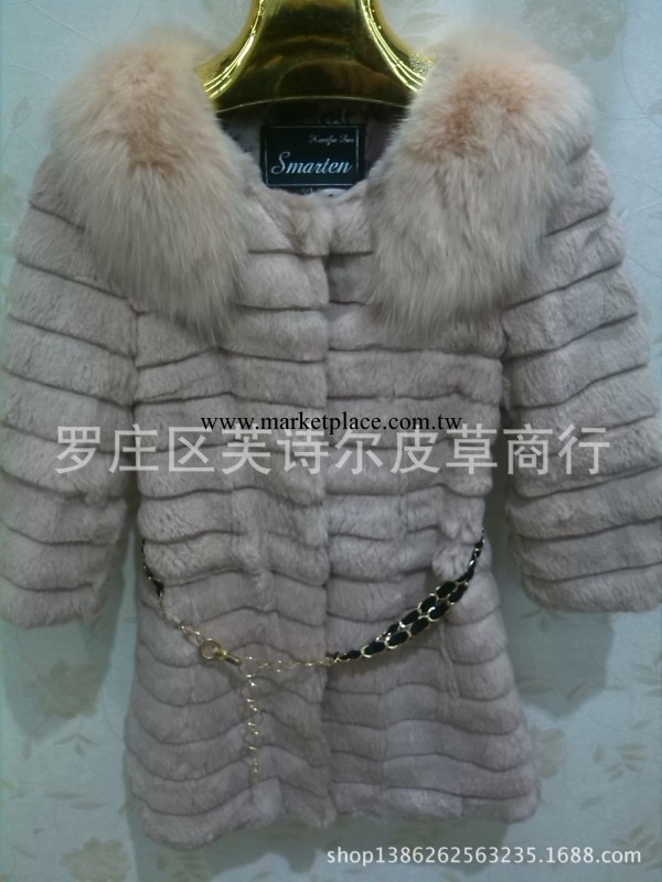 2013新款兔毛整皮 超大狐貍領中長款修身皮草外套工廠,批發,進口,代購