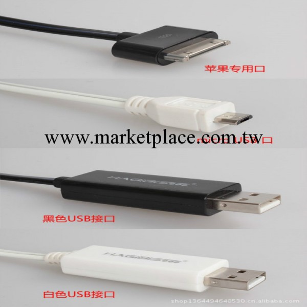 供應多色蘋果專用 發光數據線 iphone4/4冷光線 mini ipad 數據線工廠,批發,進口,代購