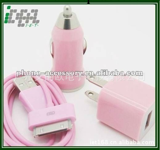 ipad數據線 ipad車充 ipad充電頭 彩色ipad三合一套件工廠,批發,進口,代購