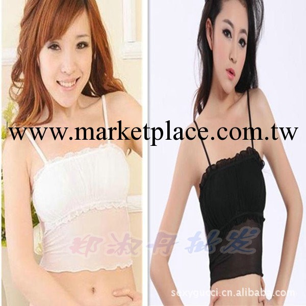 歐美風 性感抹胸上衣 網紗荷葉邊裹胸抹胸 吊帶背心 帶胸墊 7428工廠,批發,進口,代購