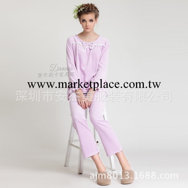 黛爾莉卡秋冬日系純棉天鵝絨條紋睡裙睡衣傢居服套裝R10031工廠,批發,進口,代購
