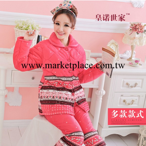 冬季新款女裝超柔珊三層加厚夾棉睡衣卡通女士長袖傢居服睡衣套裝工廠,批發,進口,代購