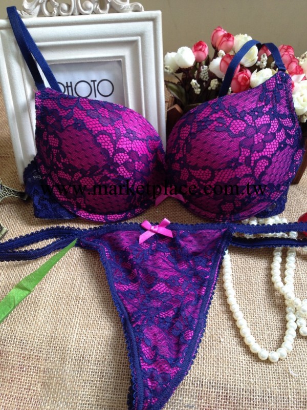 外貿性感胸罩套裝 意大利原單 聚攏 蕾絲花邊 內衣 胸罩配丁字褲工廠,批發,進口,代購